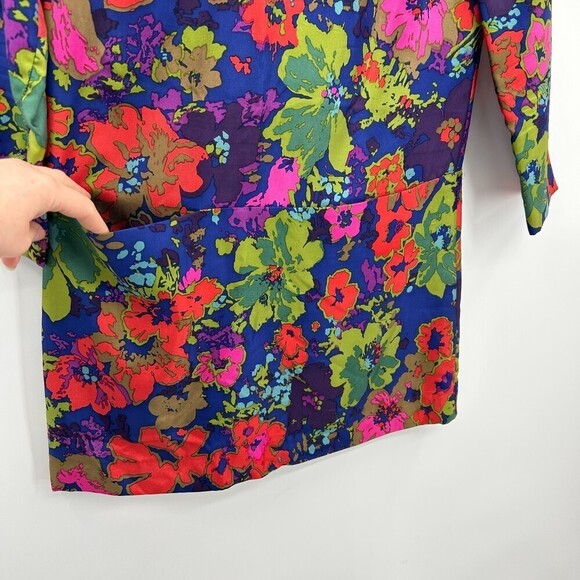 J. CREW 100% Silk Jules Ashbury Colorful Floral Print Mini Dress Size 00 - Picture 4 of 6